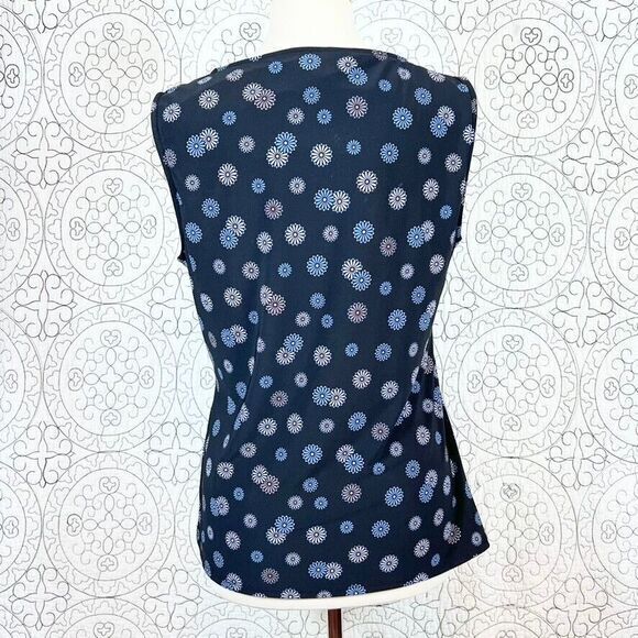 Anne Klein Women Sleeveless Blouse Side Gather Floral Print L - Picture 7 of 10